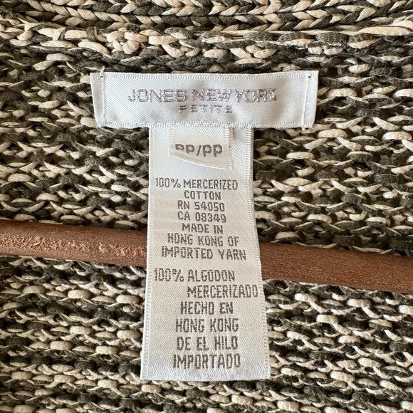 Vintage Jones New York 100% mercerized cotton cardigan sage green & beige - Picture 4 of 10